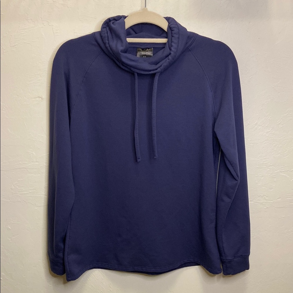 Navy Blue Sweatshirt with Drawstring Collar